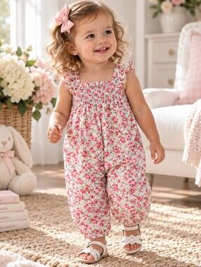 Ralph Lauren Floral Smocked Ruffle Jumpsuit | 18M